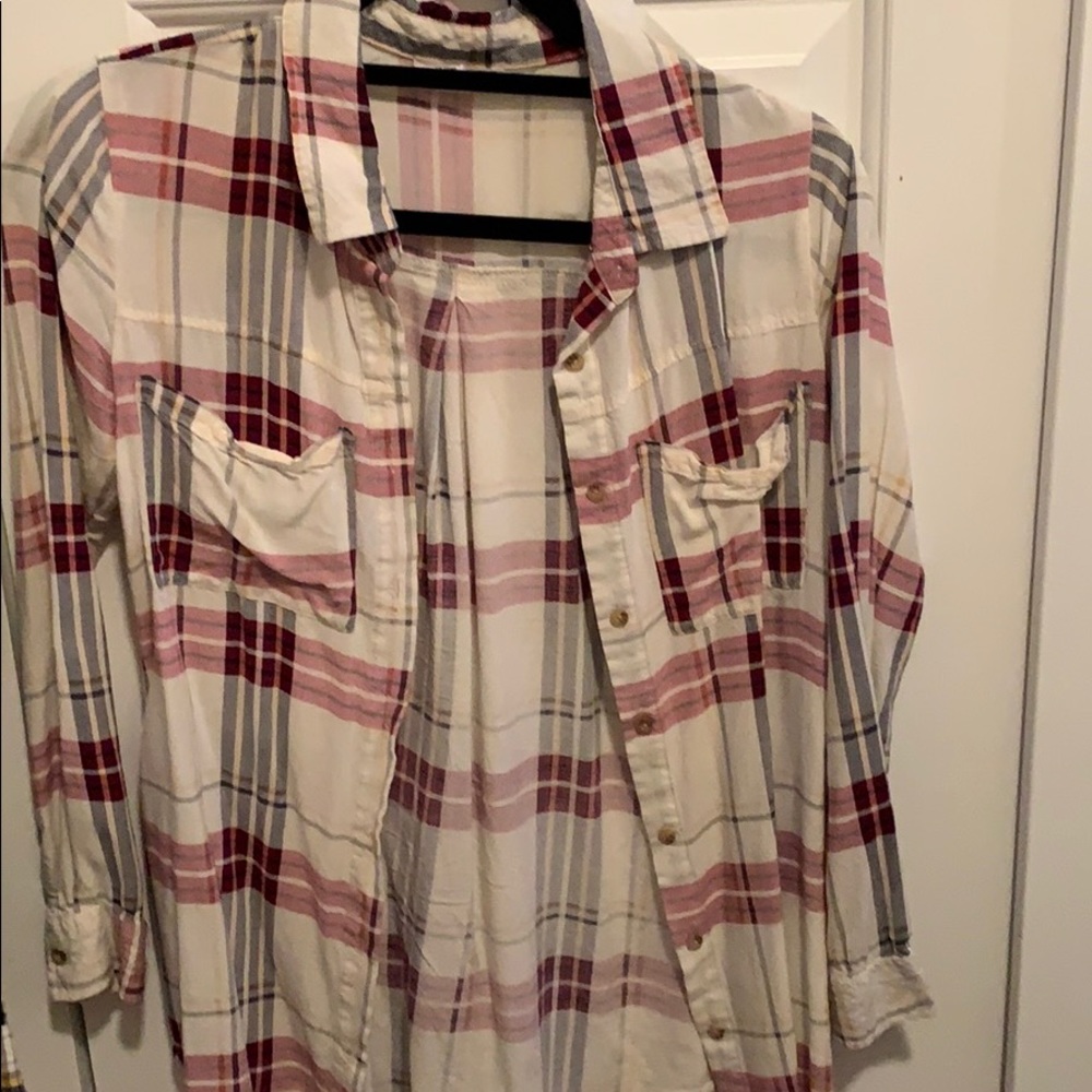 tillys pink and white flannel size S